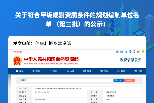 自然资源部：关于符合甲级规划资质条件的规划编制单位名单 （第三批）的公示！