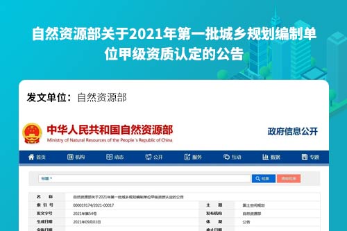 自然资源部关于2021年第一批城乡规划编制单位甲级资质认定的公告
